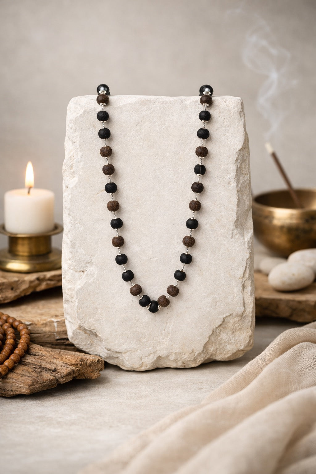 Sacred Ebony Energy Mala (Silver Accent Finish)