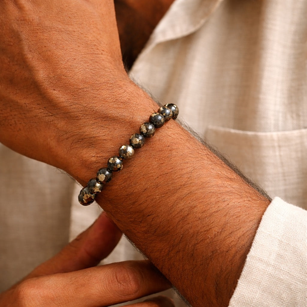 Golden Shield Pyrite Bracelet (Natural Energy Stone)